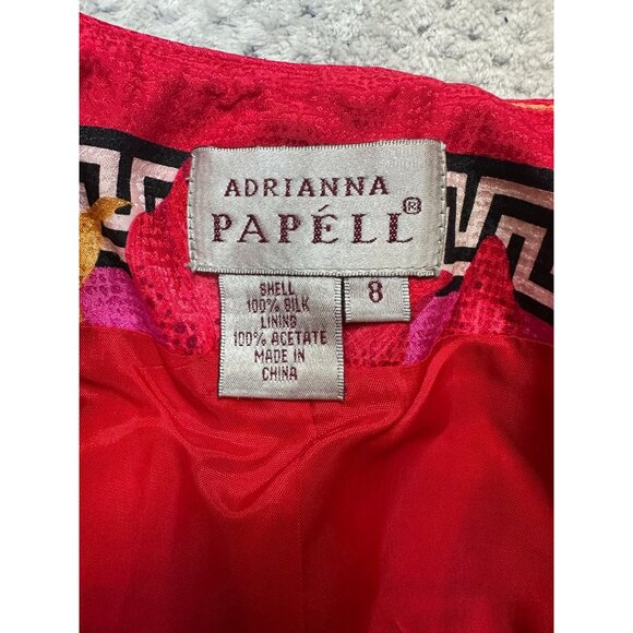 Vintage 100% Silk Floral Patterned Button Up Light Soft Jacket Vibrant Pink Gold - Picture 11 of 15